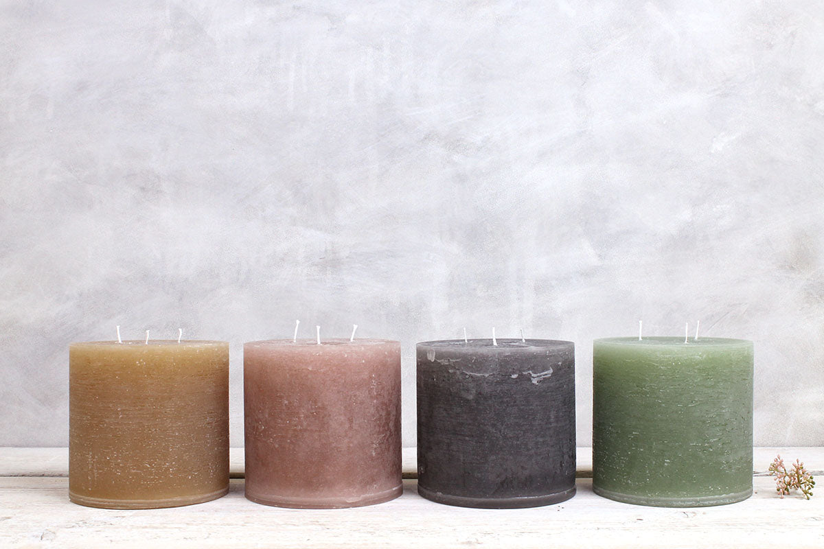 3 Wick Rustic Pillar Candle - Rose