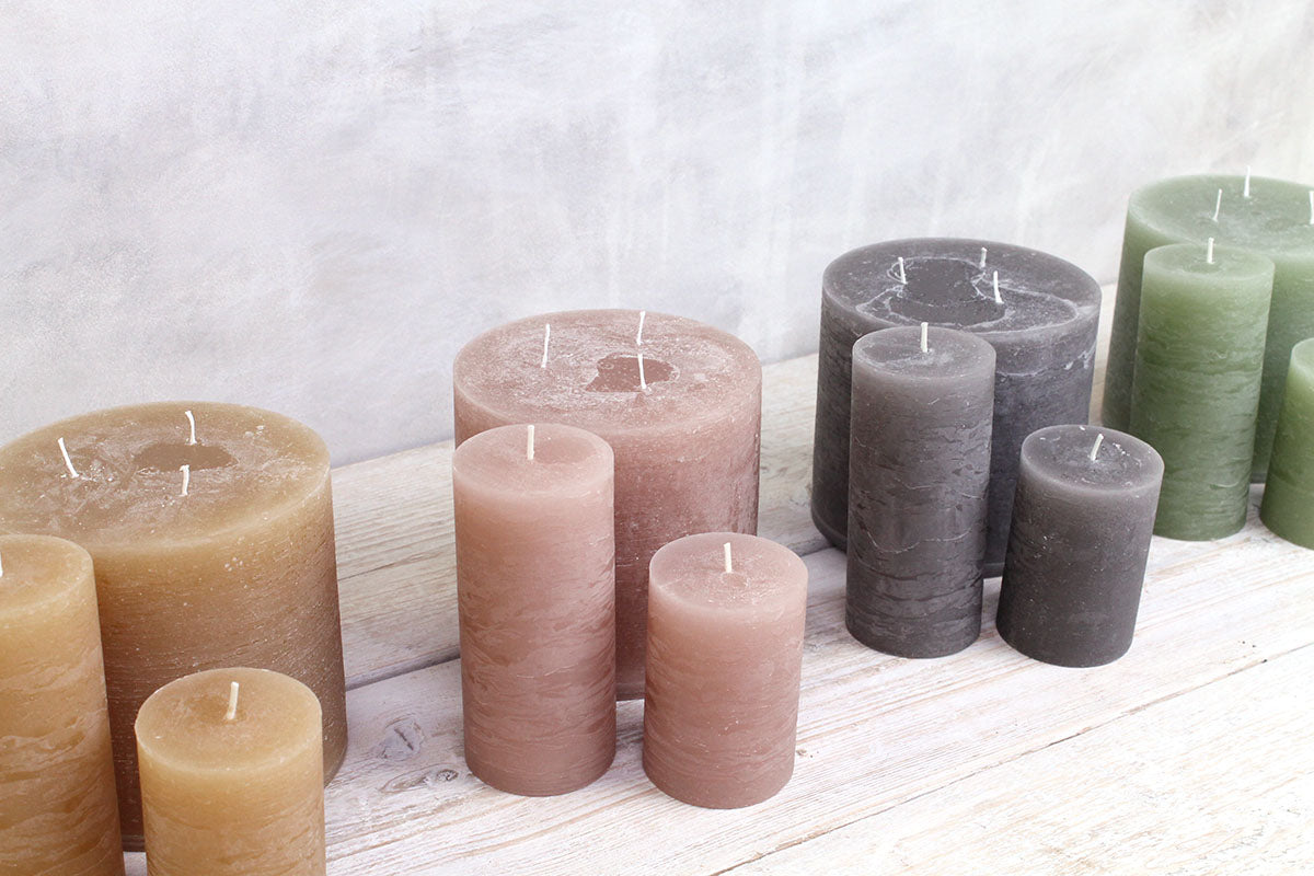 3 Wick Rustic Pillar Candle - Rose