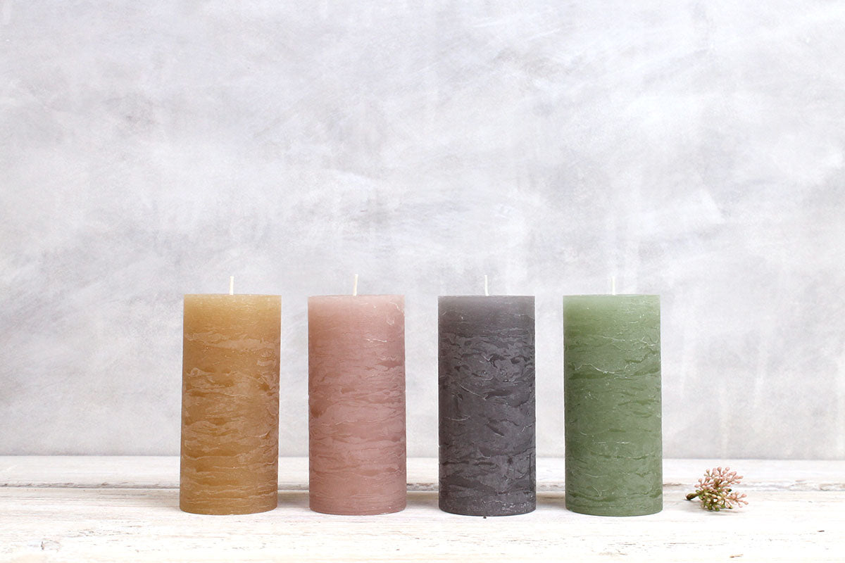 Rustic Pillar Candles - Verte