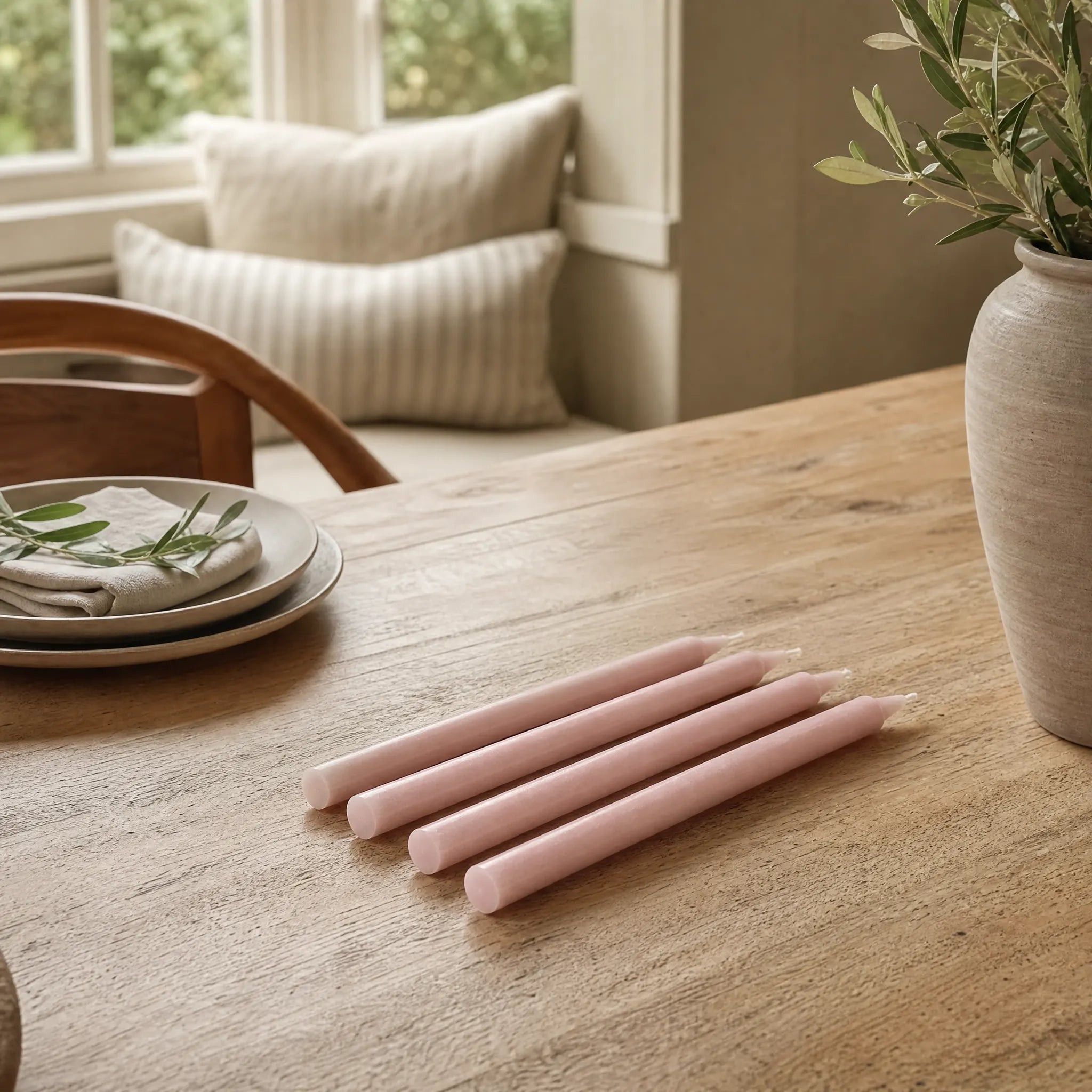 Rustic Dinner Candle Bundle - Light Pink