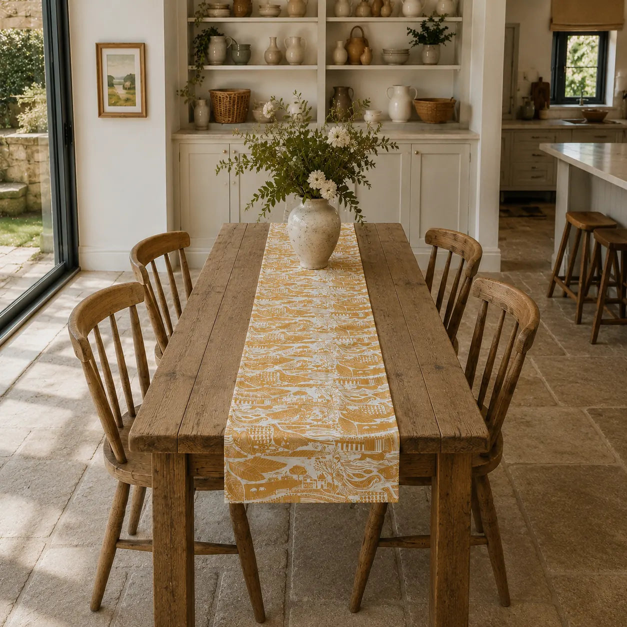 Through the Fields Ochre Table Runner - Main