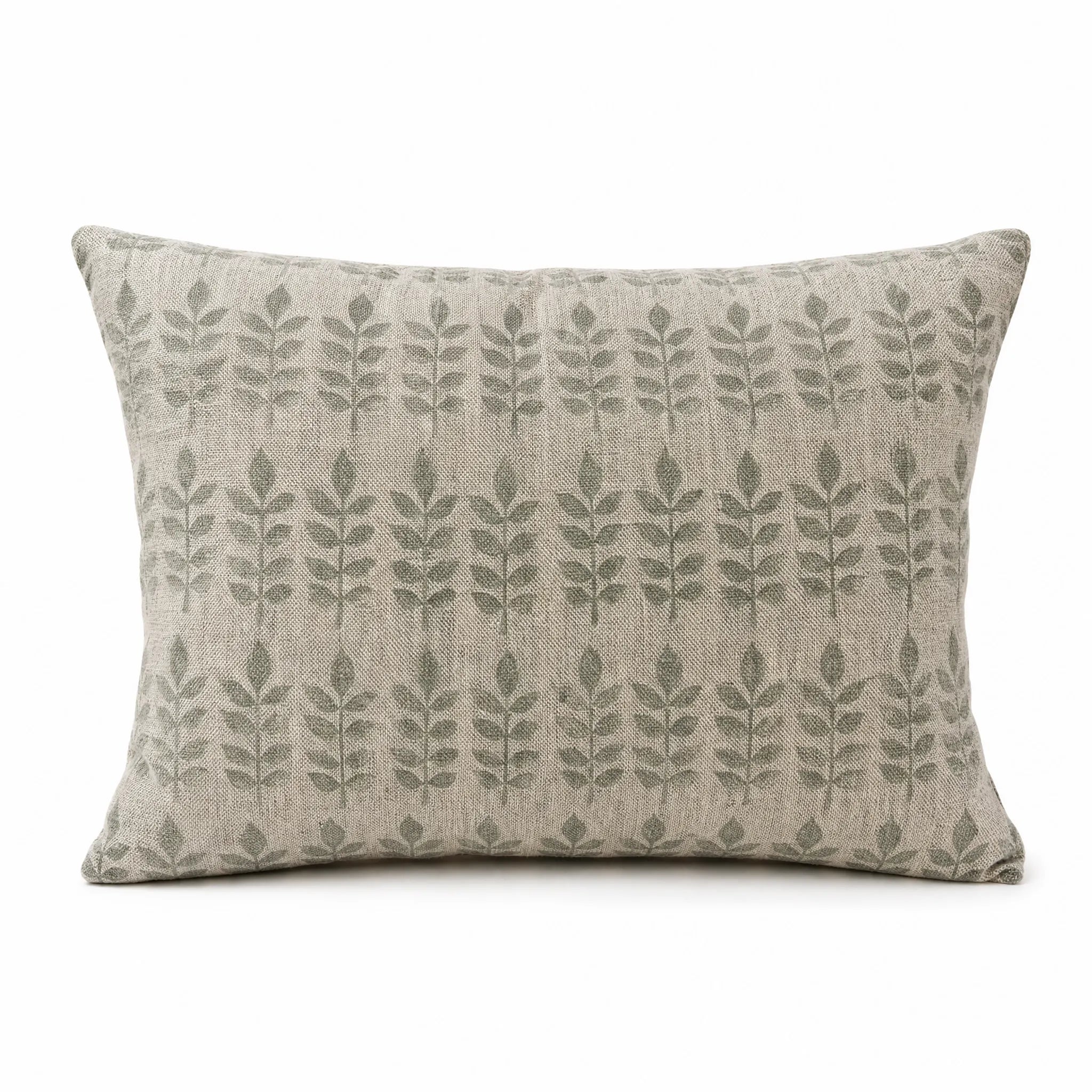 Sam Wilson Sage Green Leaf Rectangle Linen Cushion