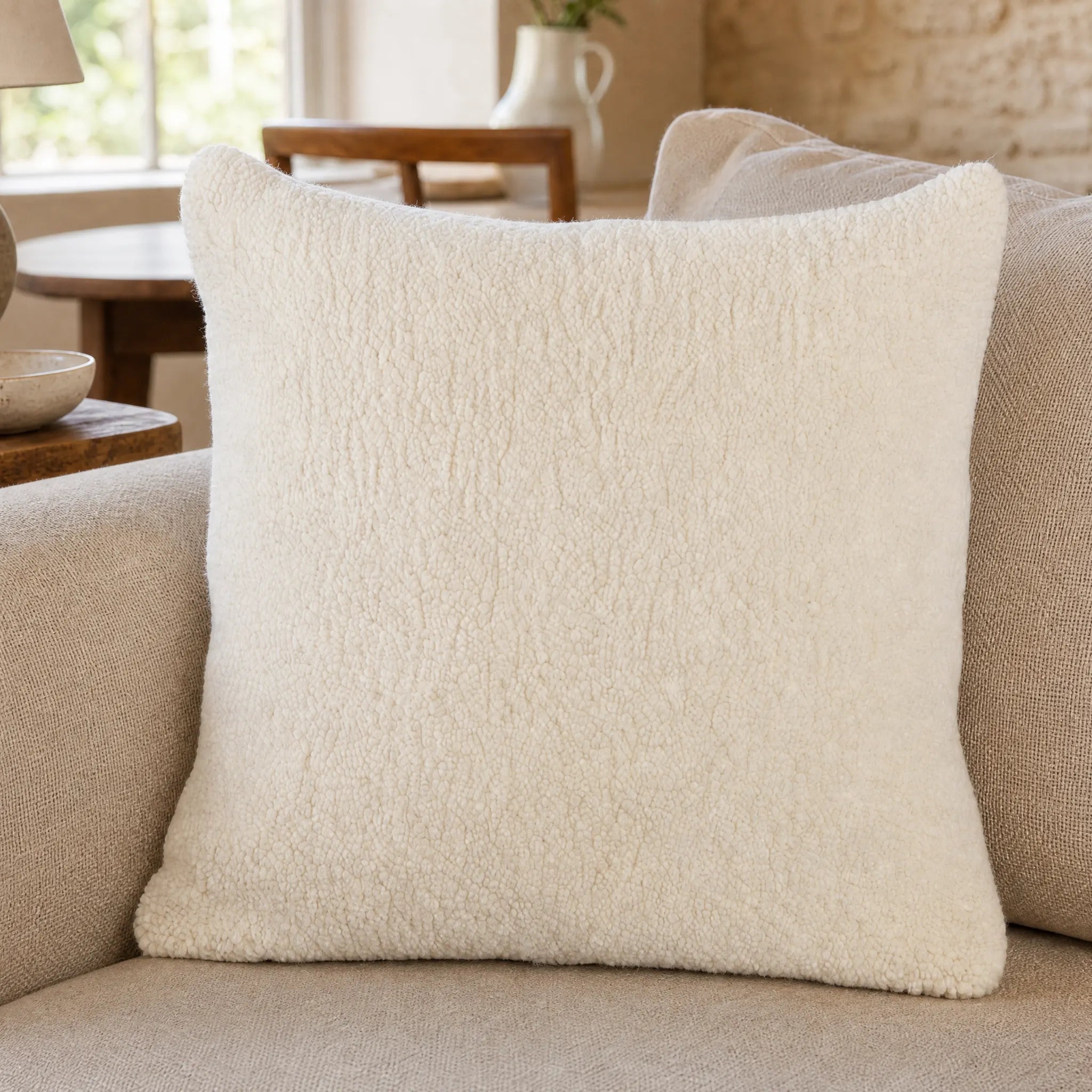 Sherpa Square Cushion - Bone