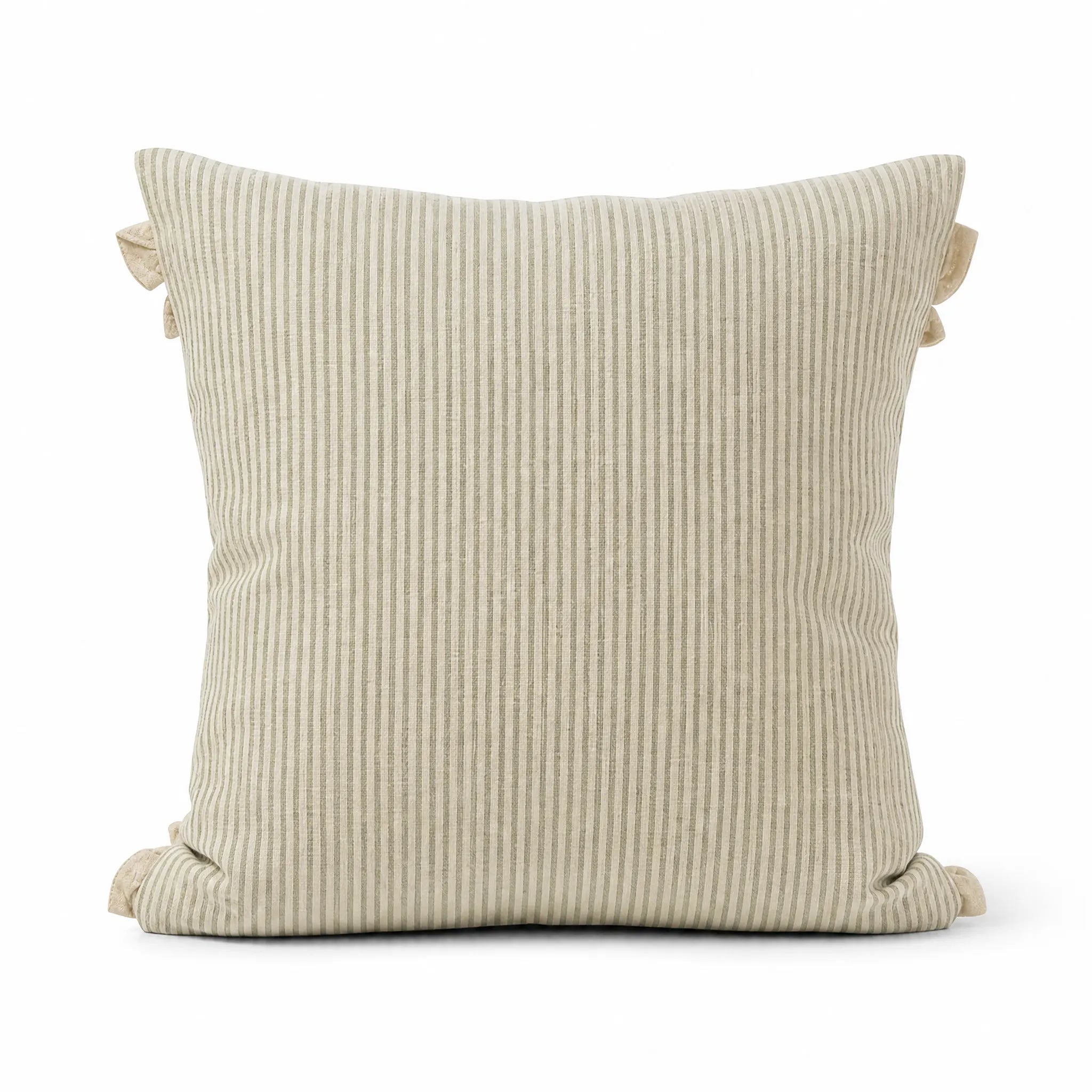 Sam Wilson Sage Green Stripe Square Linen Cushion