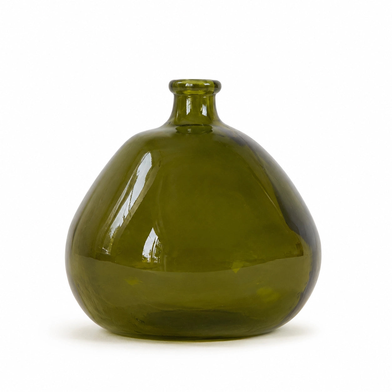 Recycled Glass Balloon Vase - Olive Green