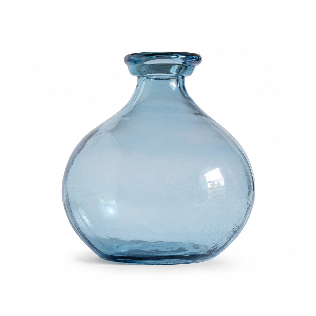 Recycled Glass Round Vase - Light Blue
