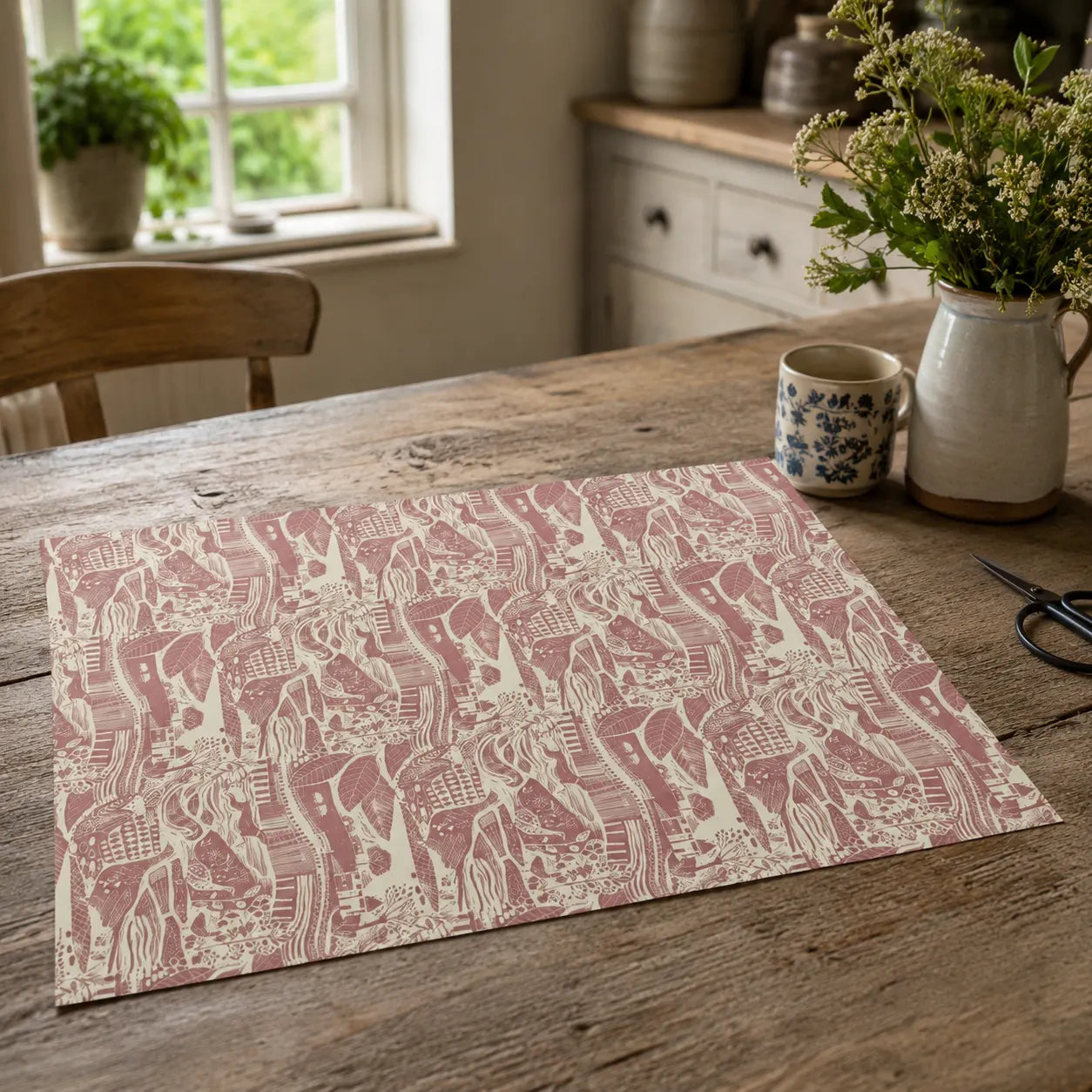 Sam Wilson Through The Fields Pink Gift Wrap - Main