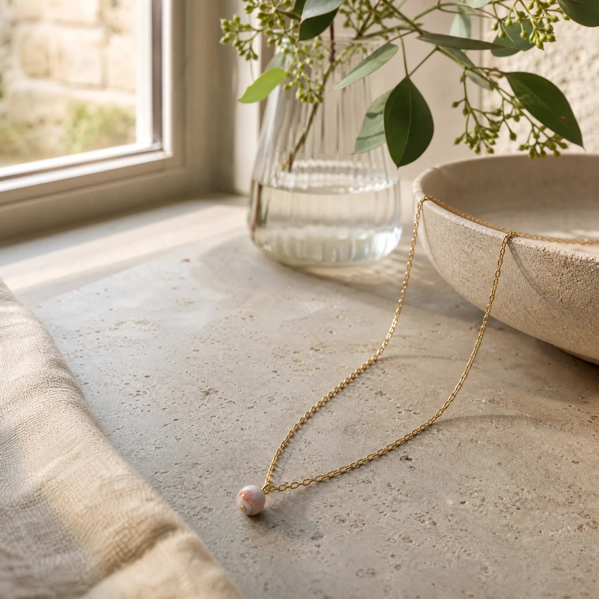 Cerita Rhodochrosite Necklace - Rhodochrosite & Gold