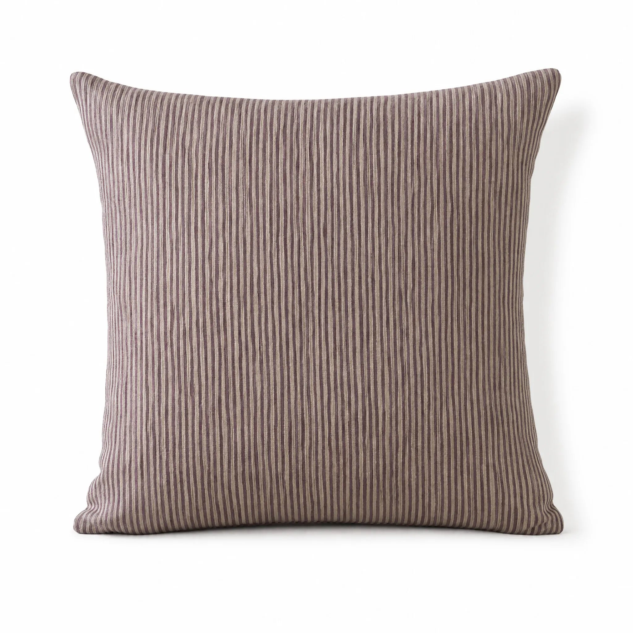 Aubergine Stripe Square Linen Cushion