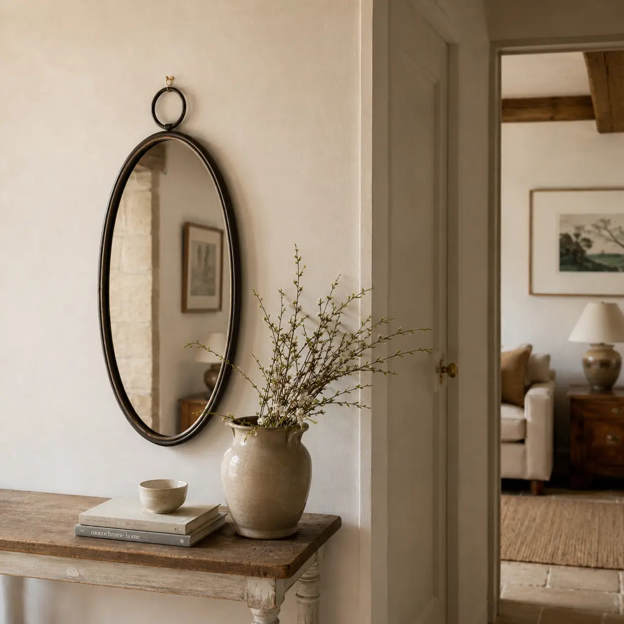 Oval Mirror with Large Hoop