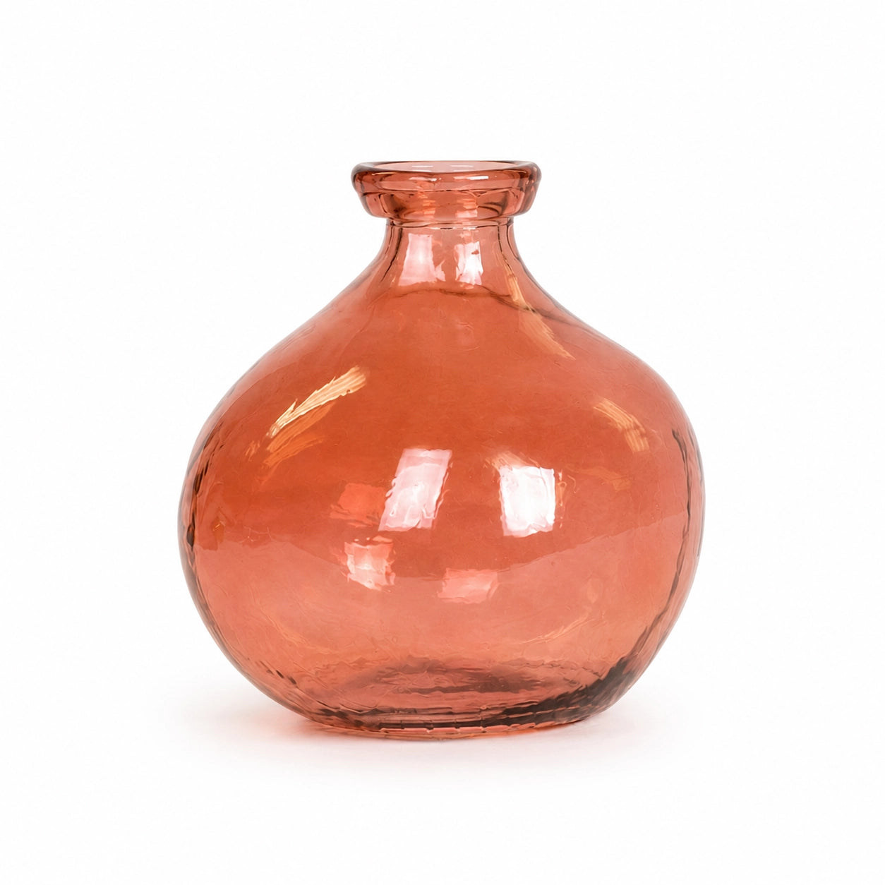 Recycled Glass Round Vase - Pink