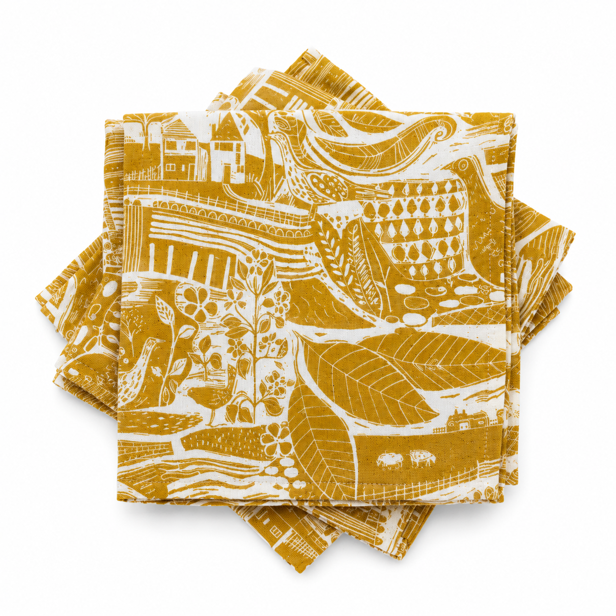 Sam Wilson Through The Fields Ochre Napkins Set of 4 - Studio