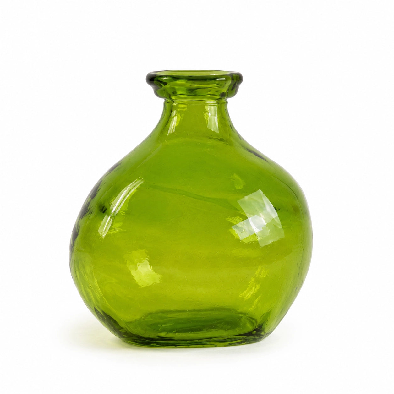 Recycled Glass Round Vase - Apple Green