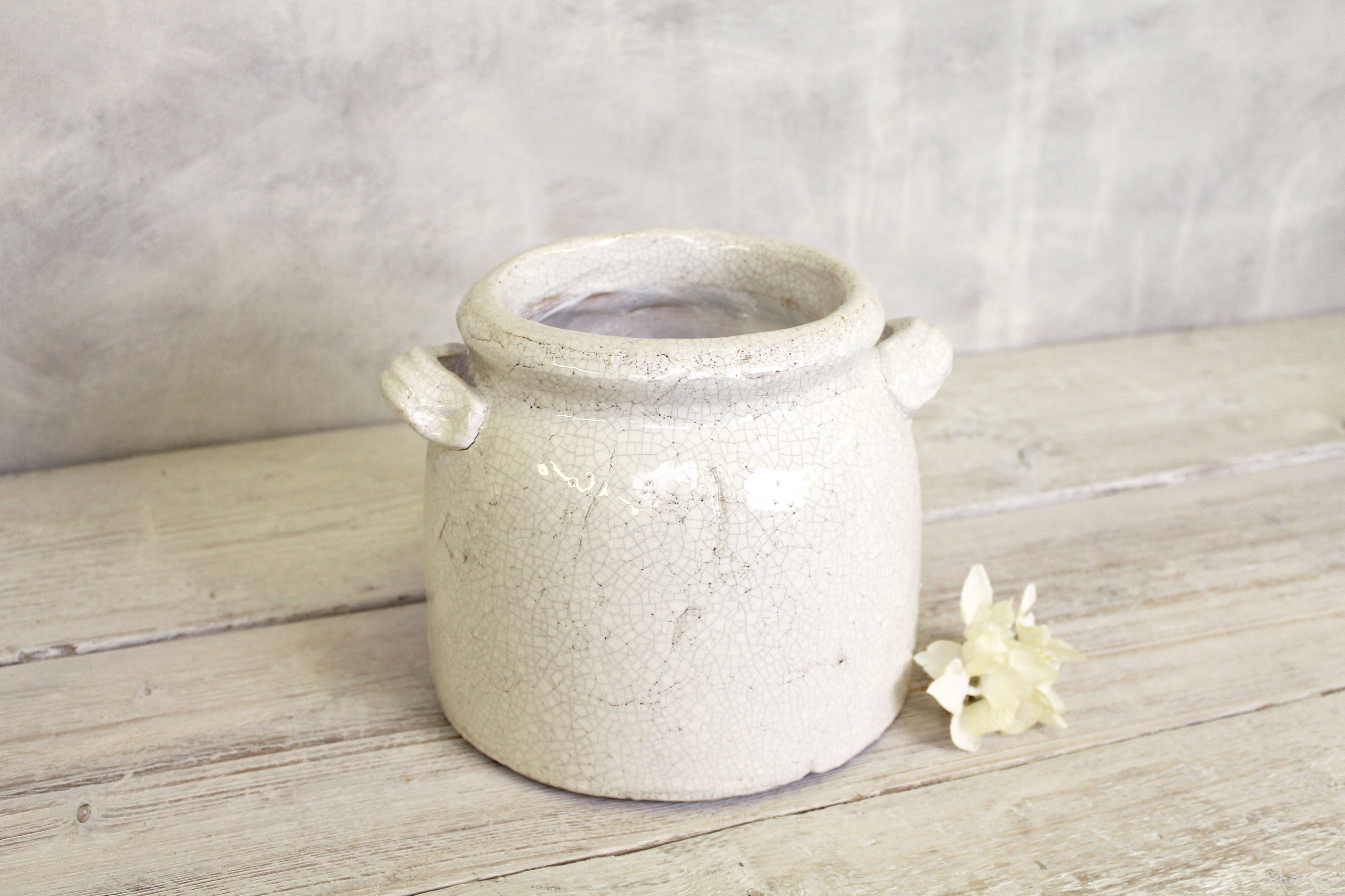 Crackle Glaze Pot with Handles