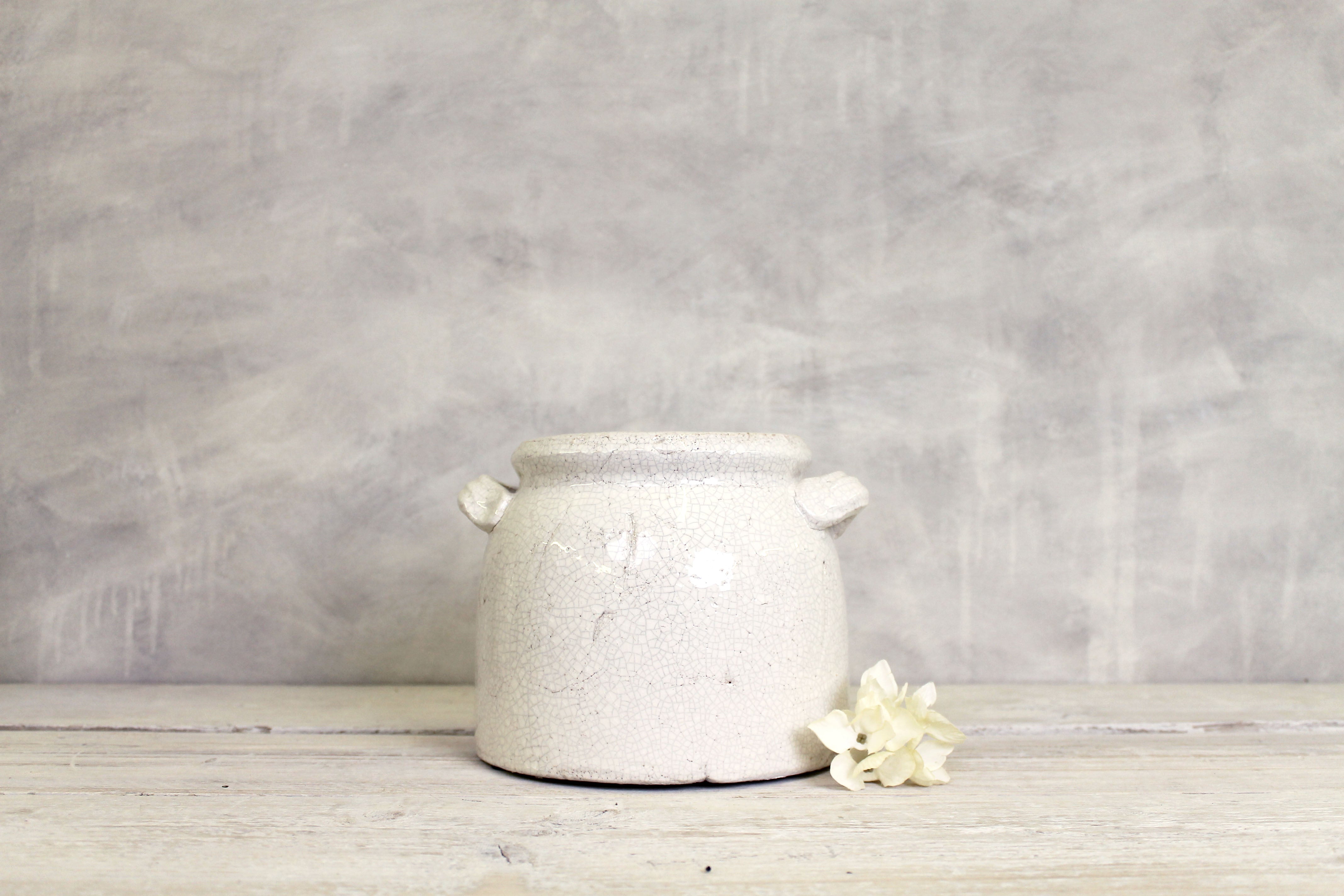 Crackle Glaze Pot with Handles