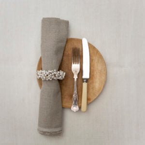 White Berry Wooden Napkin Ring Set Of 4