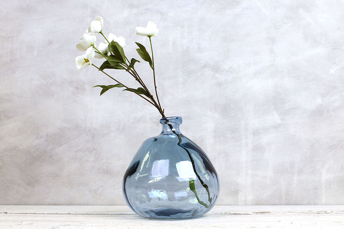 Recycled Glass Balloon Vase - Light Blue