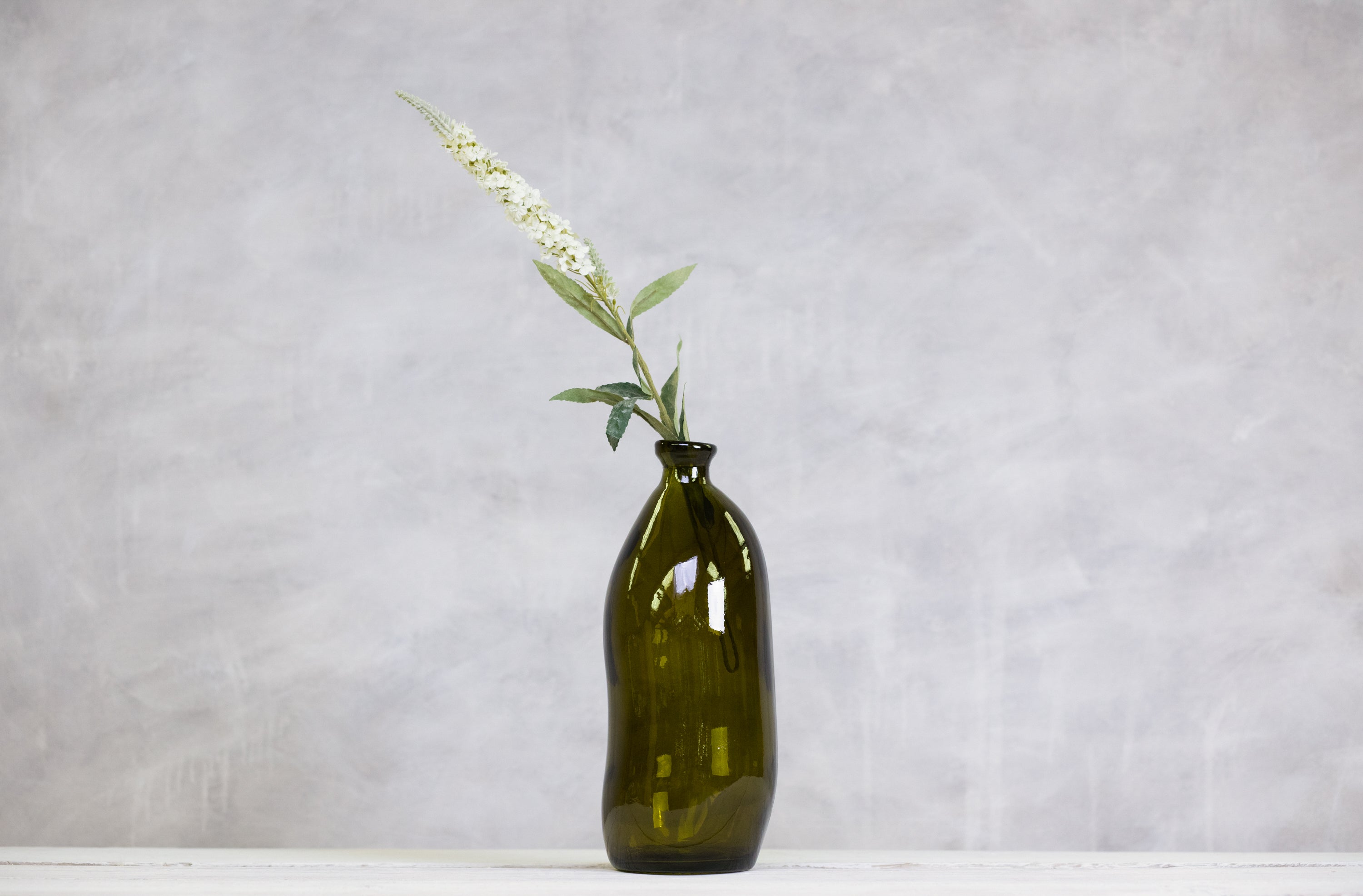 Recycled Glass Tall Vase - Olive Green