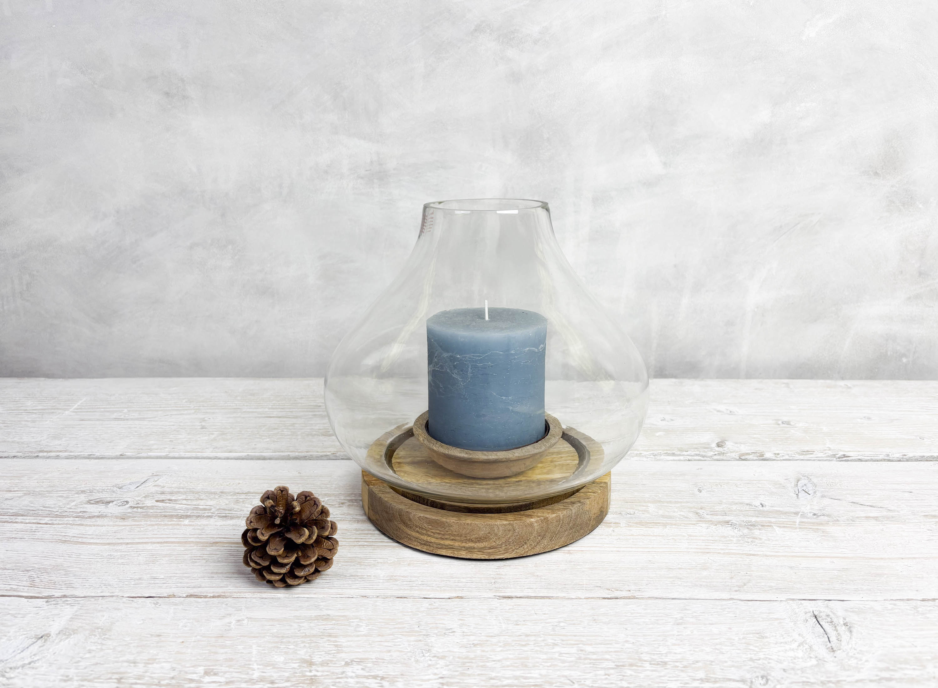 Mango Wood & Glass Lantern Large