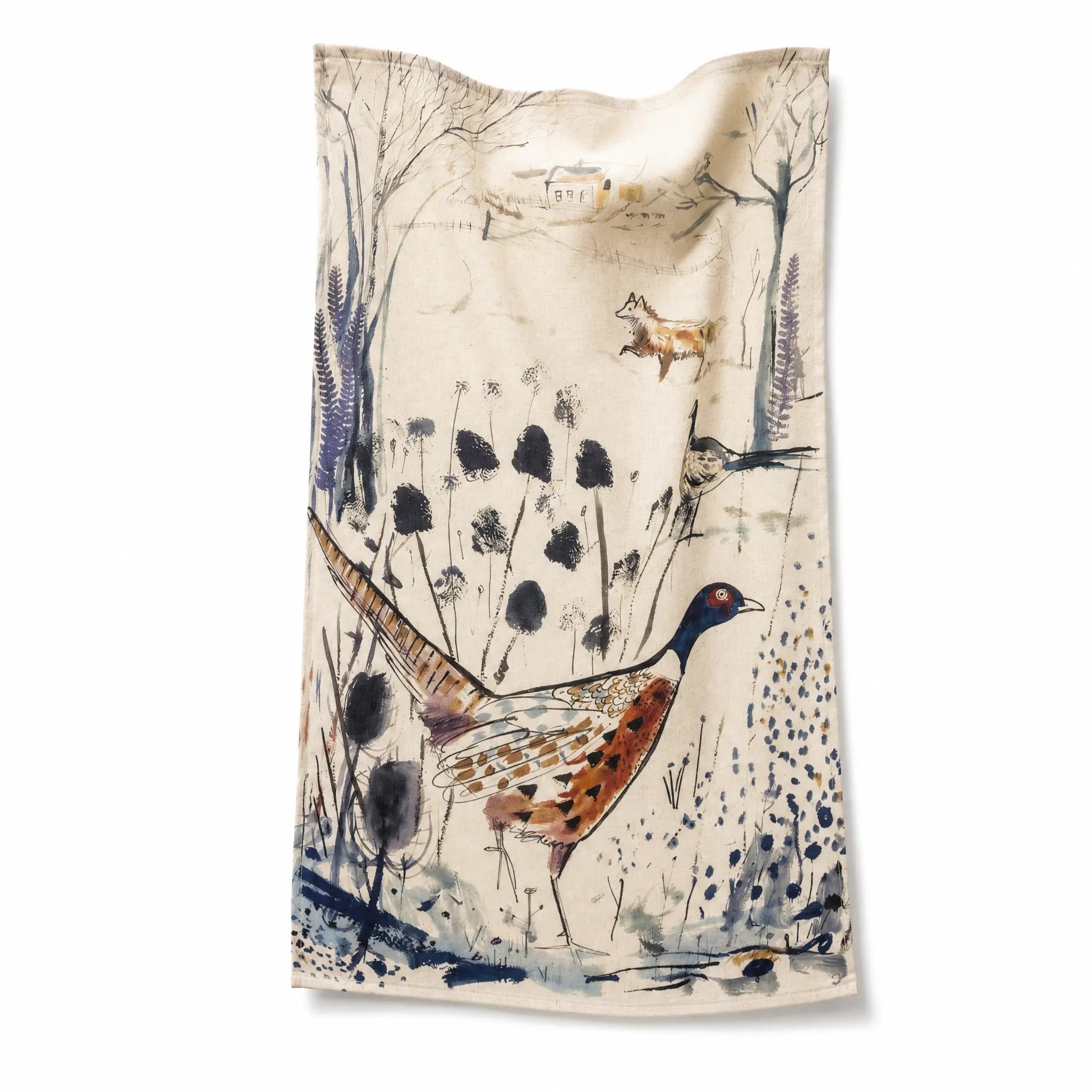 Sam Wilson Pheasant and Fox Tea Towel