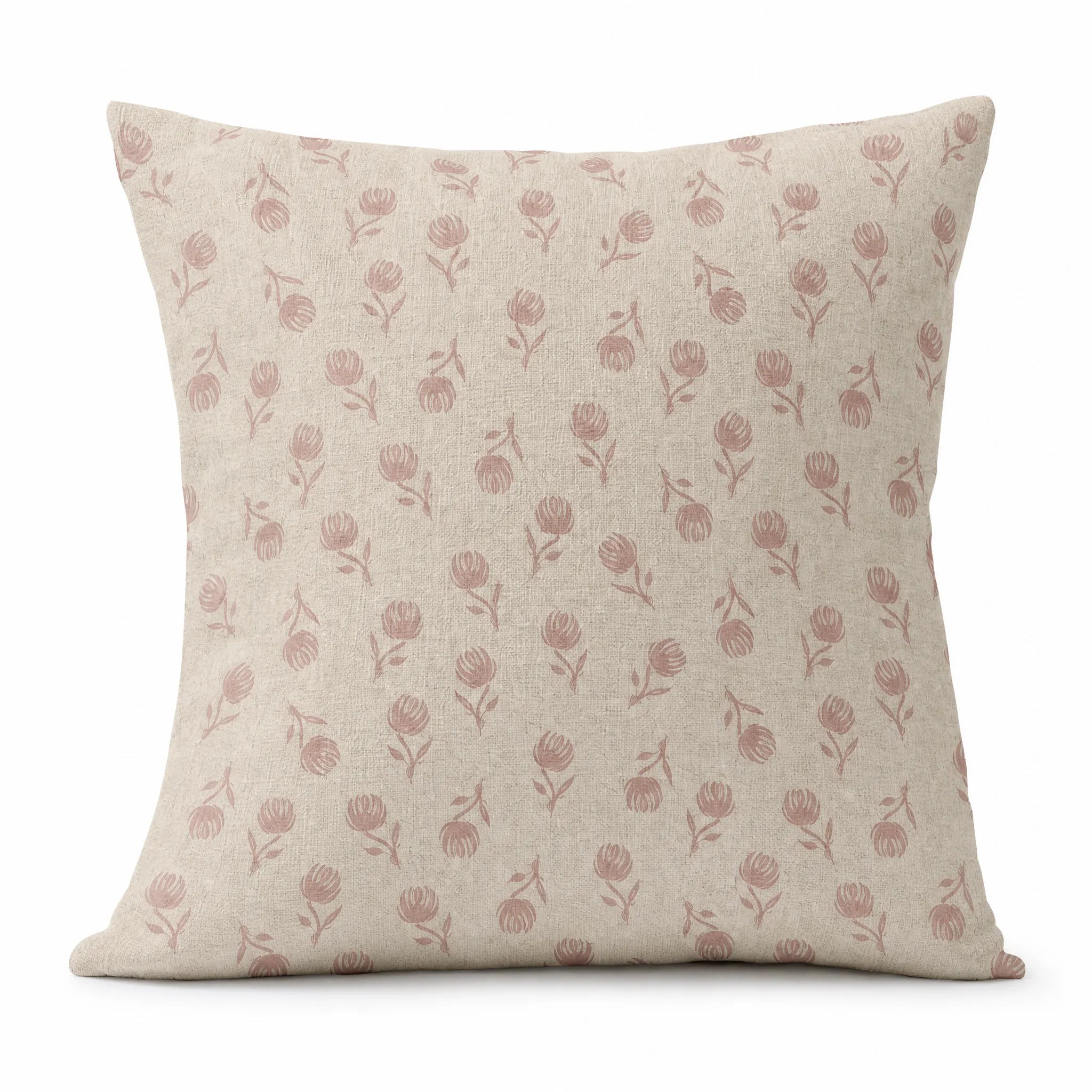 Sam Wilson Pink Clover Square Linen Cushion