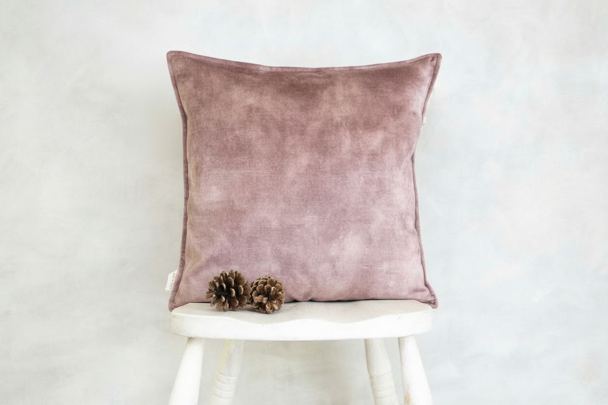 Sam Wilson Dusky Pink Velvet Hemmed Cushion