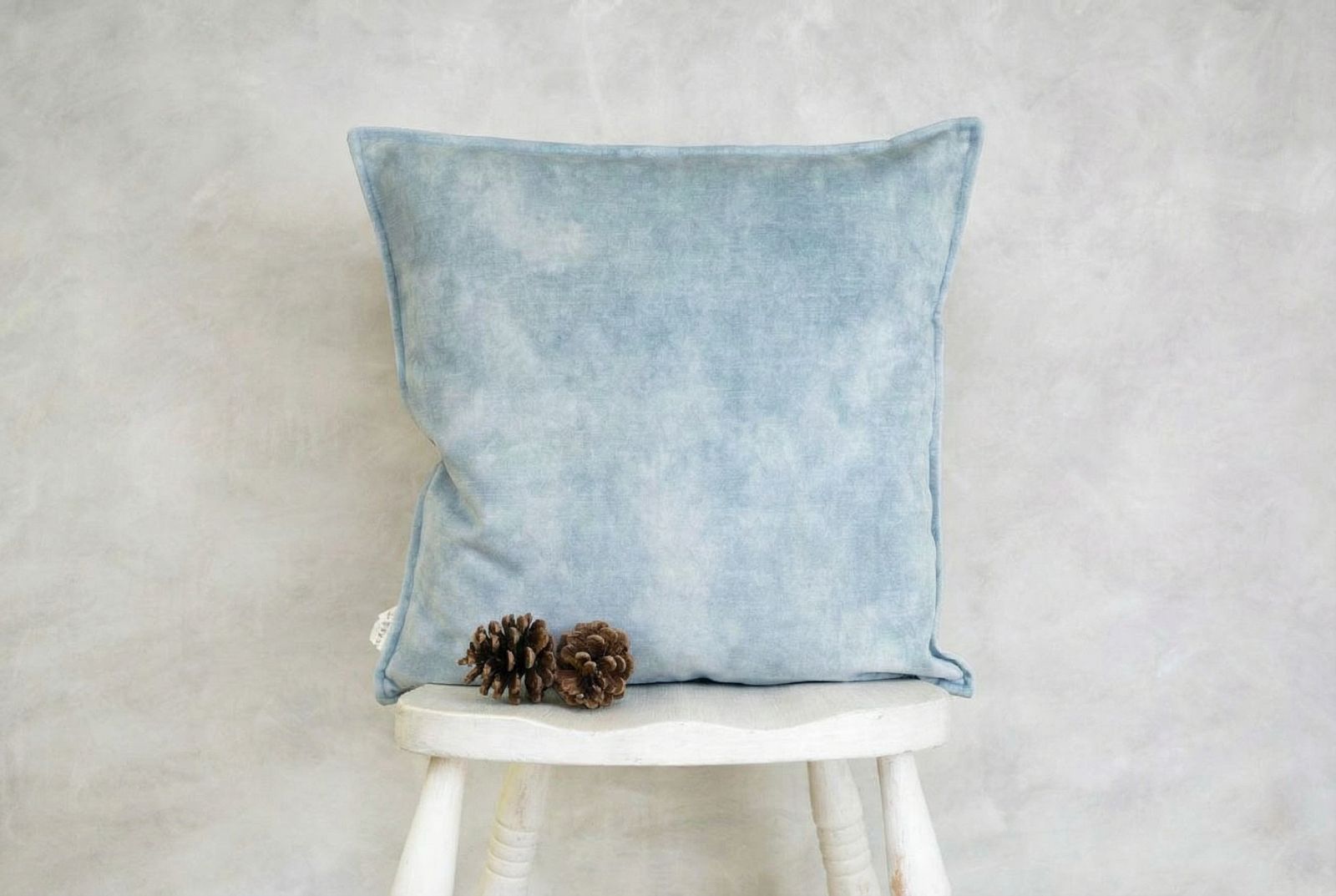 Sam Wilson Pale Blue Velvet Hemmed Cushion