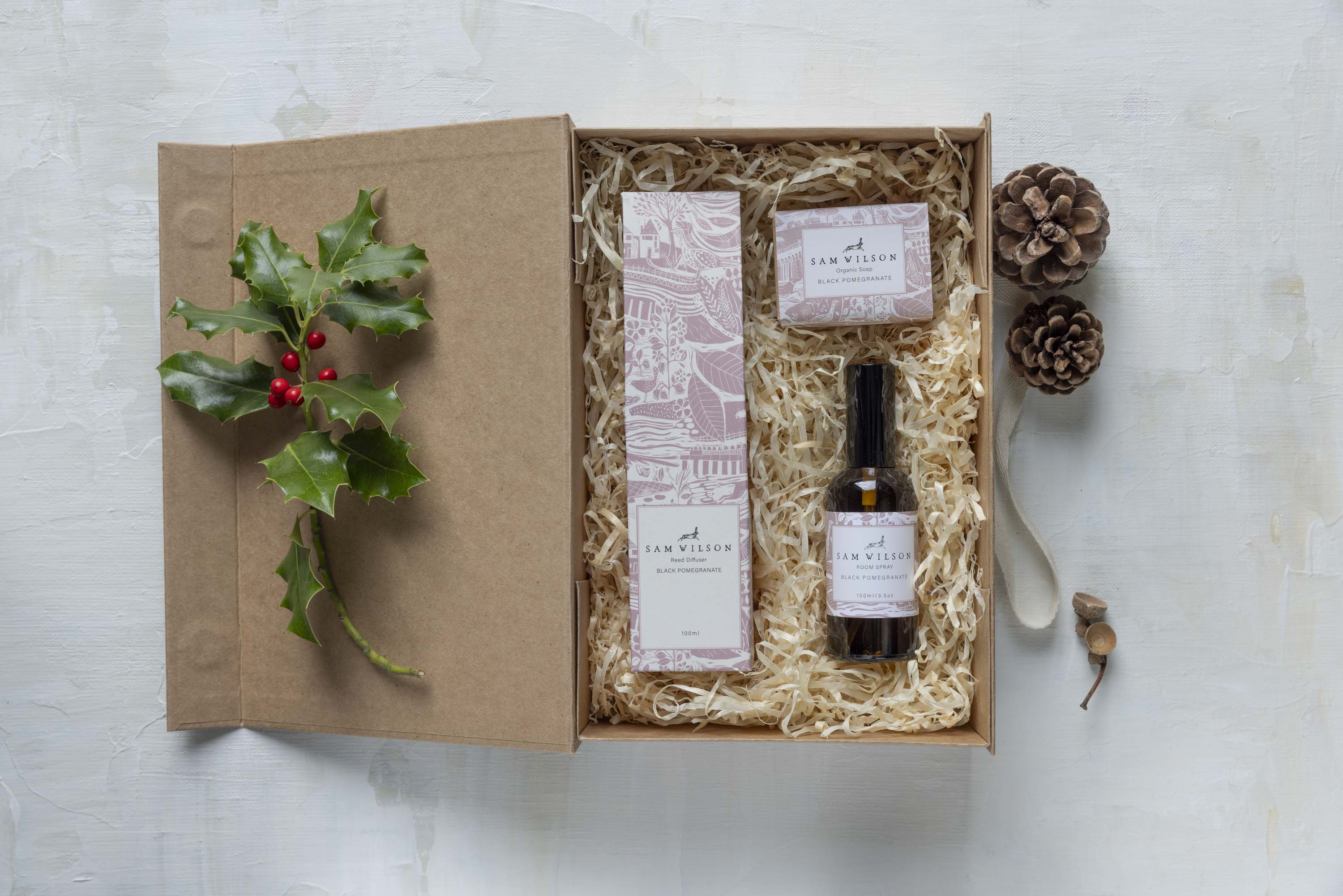 Sam Wilson Black Pomegranate Diffuser, Soap and Room Spray Gift Set