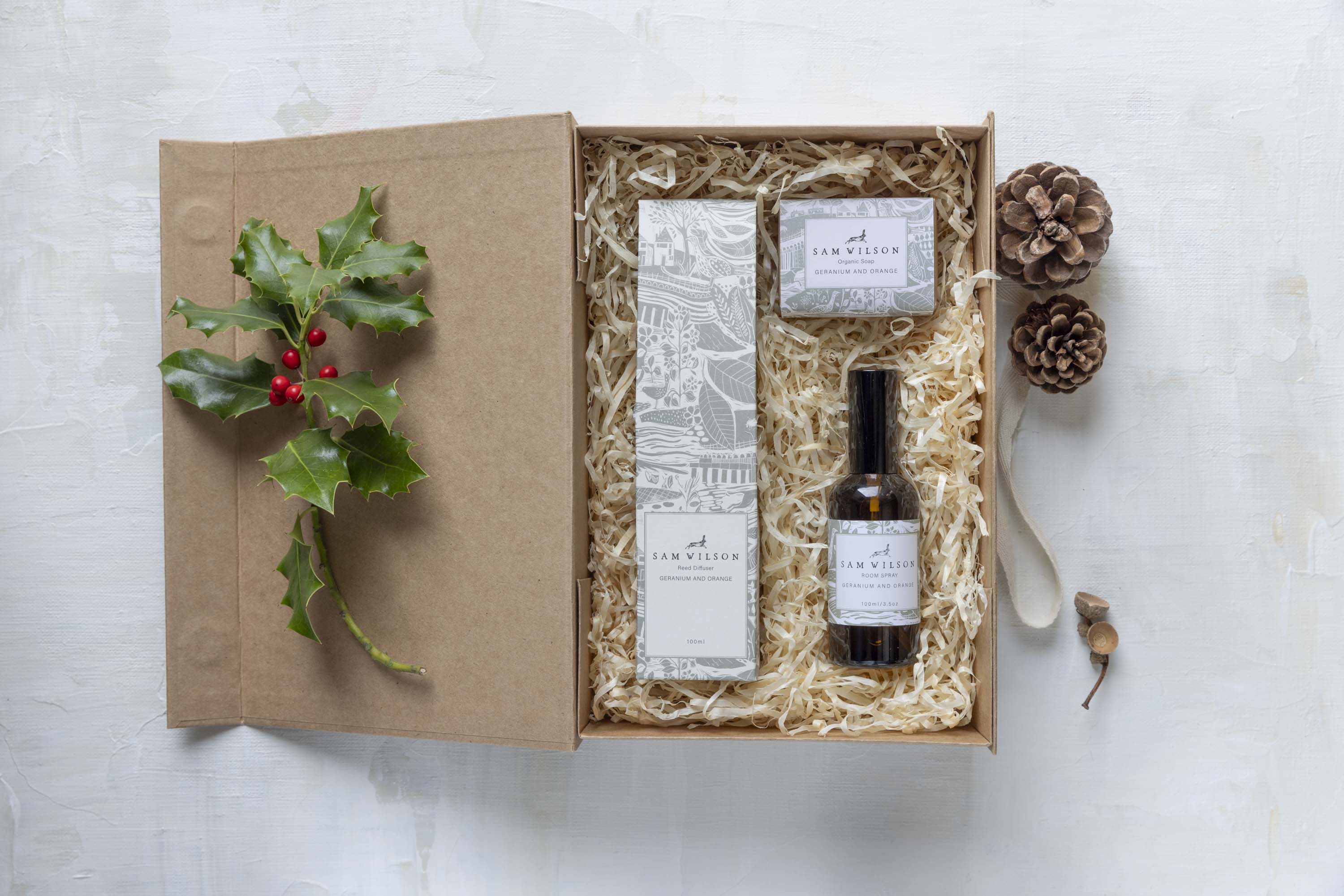 Sam Wilson Geranium and Orange Diffuser, Soap and Room Spray Gift Set