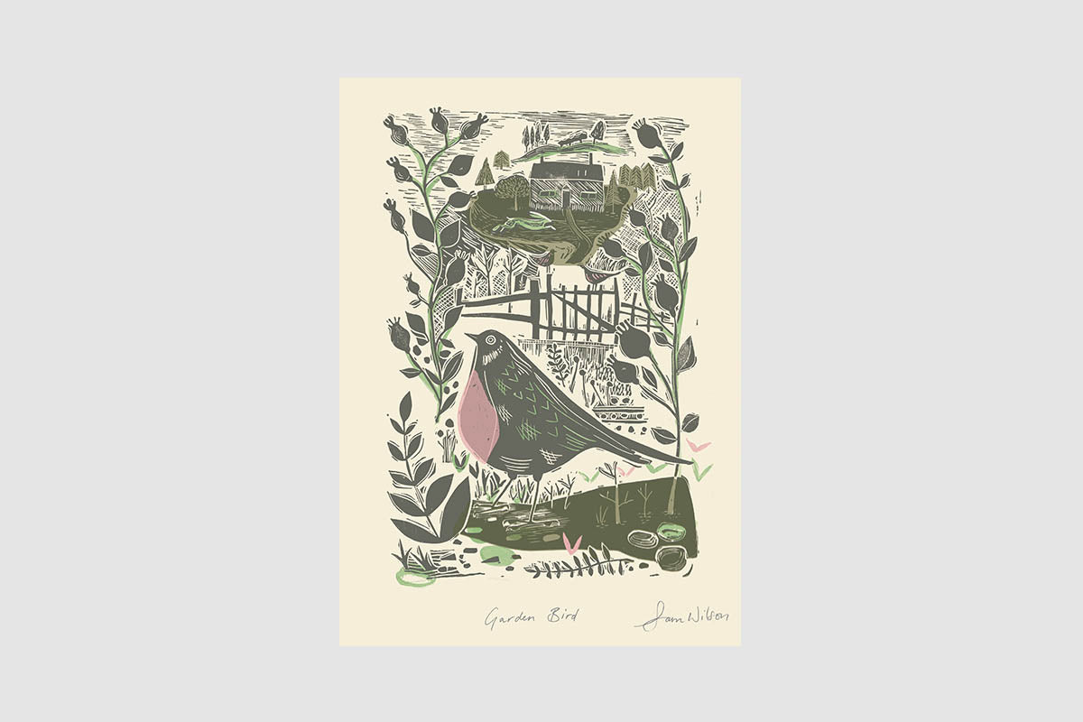 Framed Sam Wilson Garden Bird Print