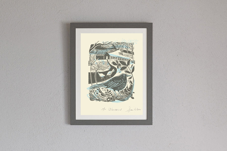 Framed Sam Wilson Mr Blackbird Print