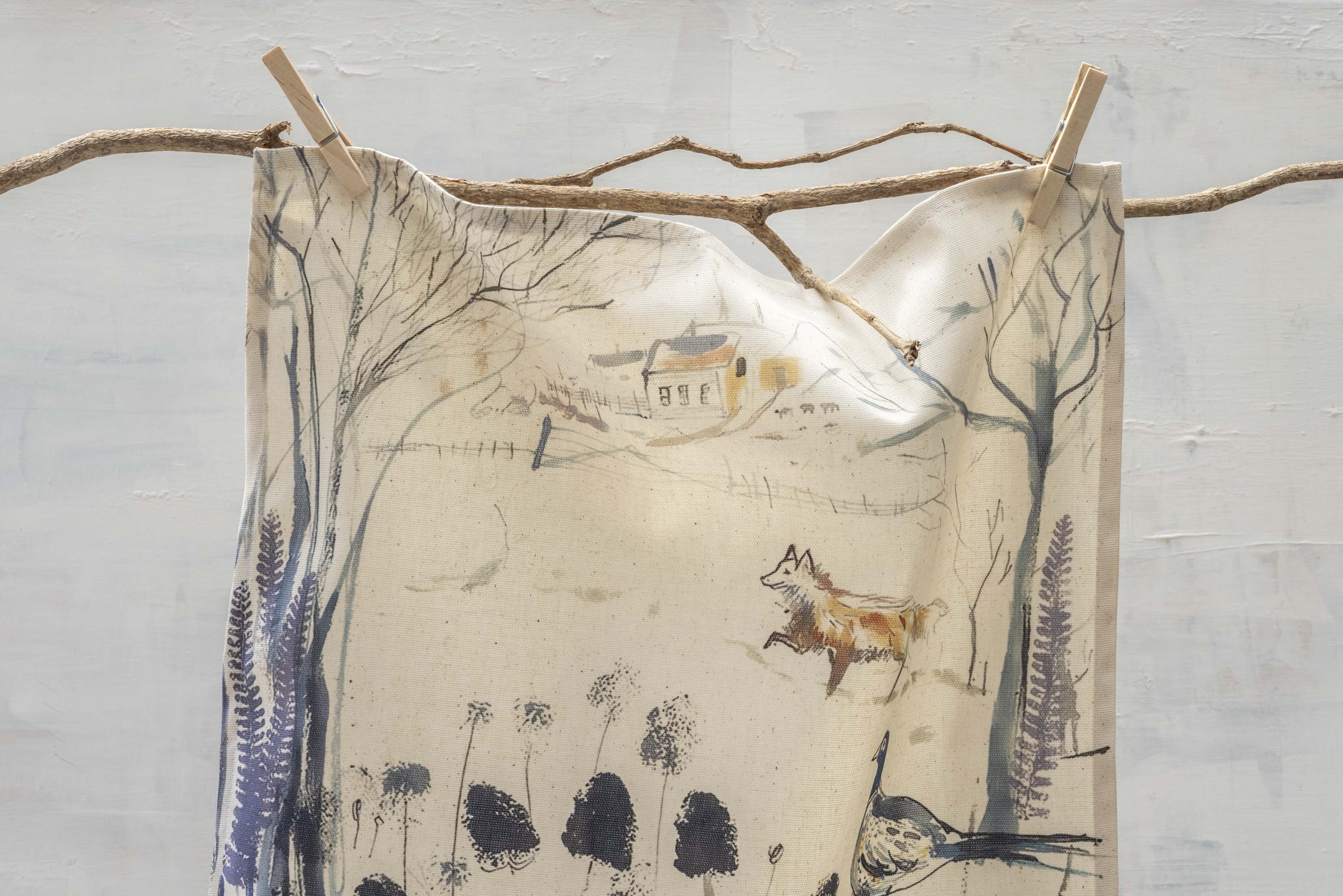 Sam Wilson Pheasant and Fox Tea Towel