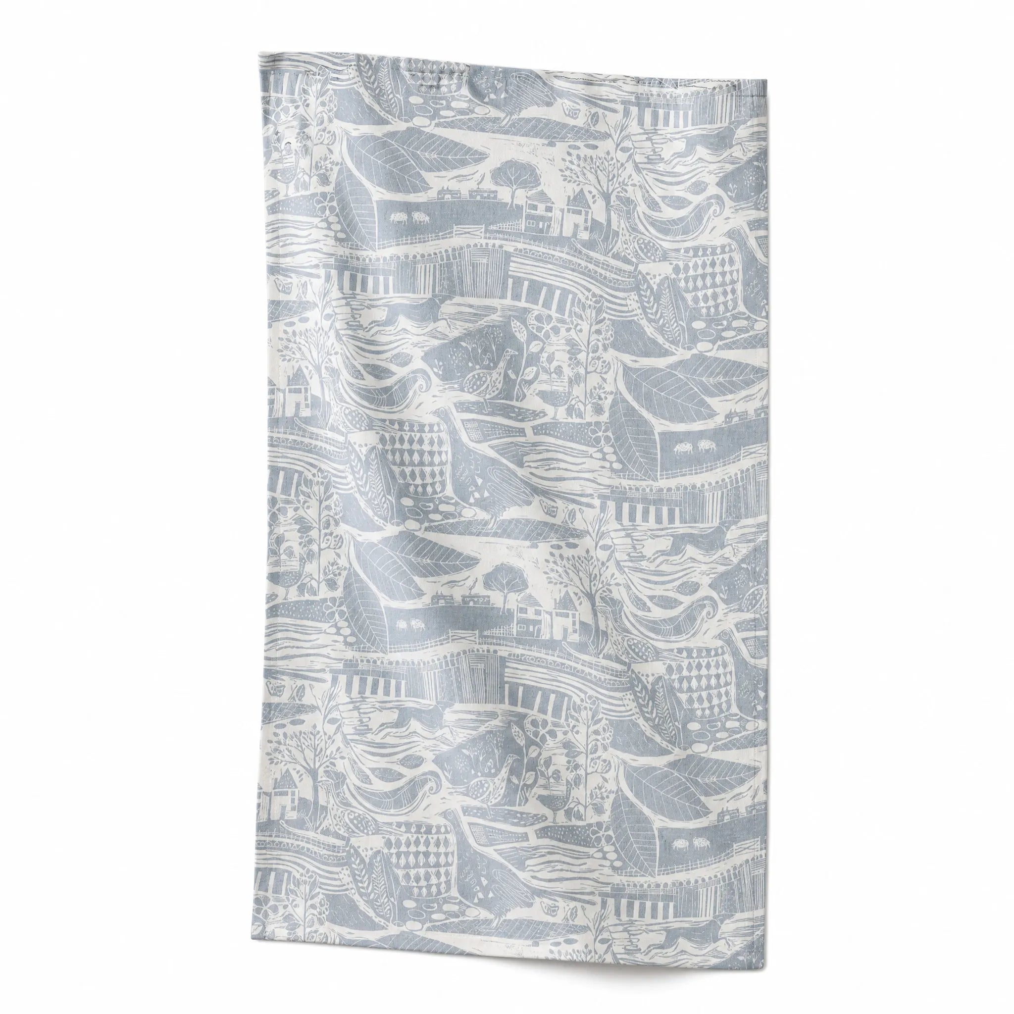 Sam Wilson Through The Fields Duck Egg Blue Tea Towel