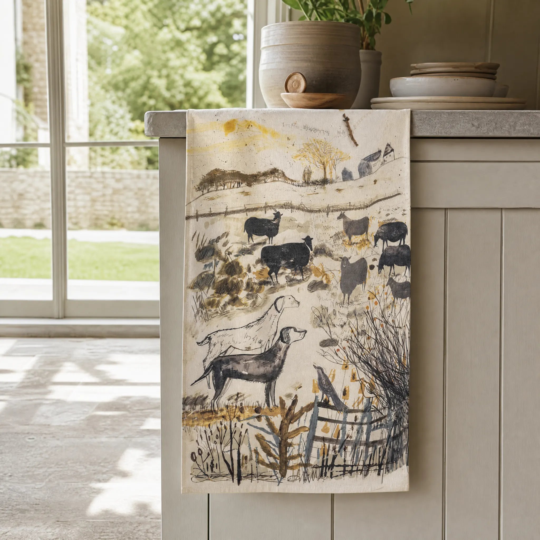 Sam Wilson Watching Sheep Tea Towel