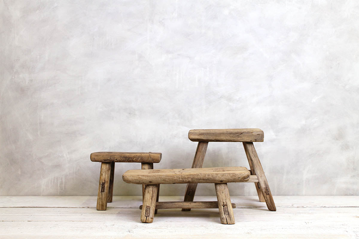 Rustic Elm Stool - Mini