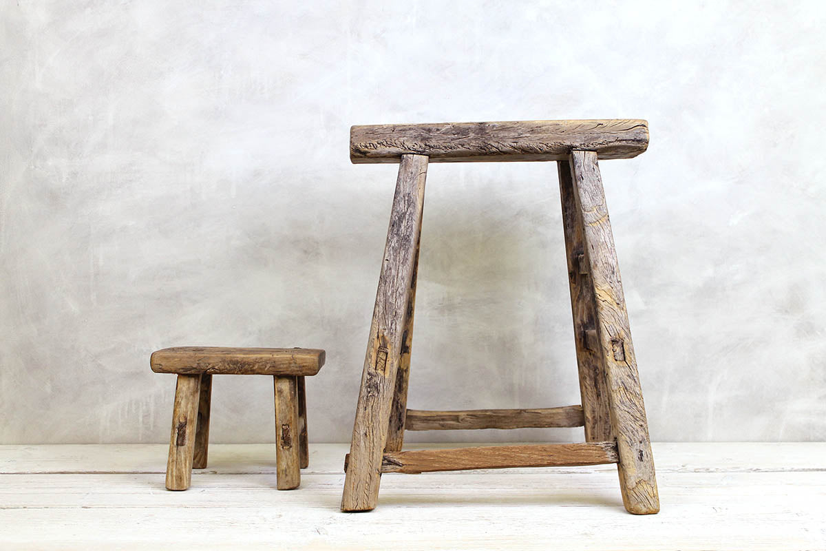 Rustic Elm Stool - Mini