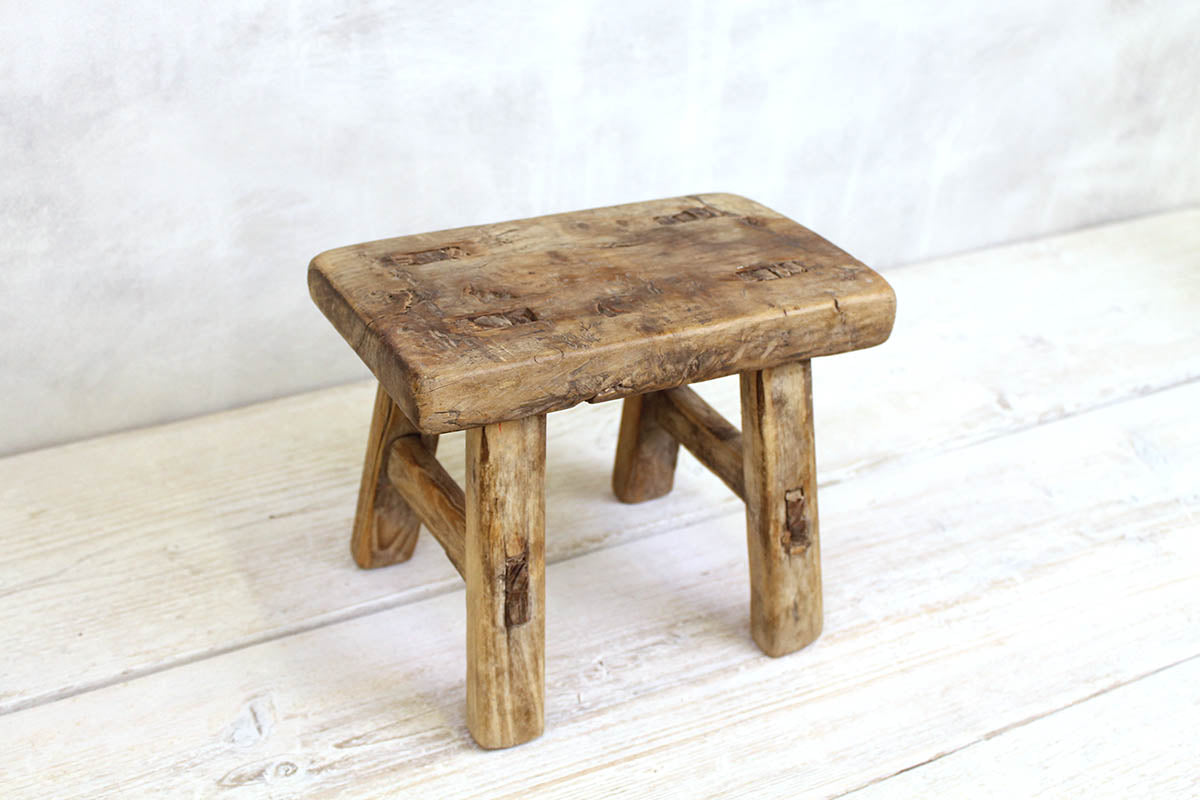 Rustic Elm Stool - Mini