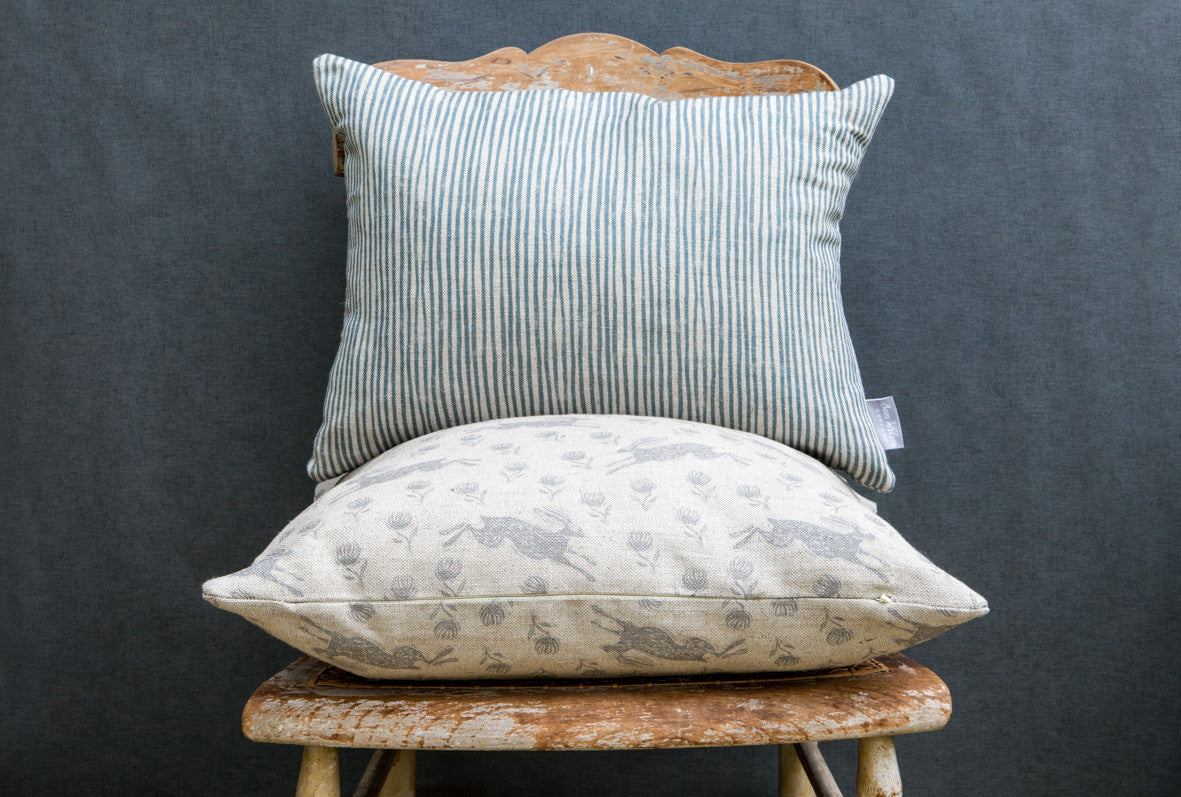 Sam Wilson Blue Stripe Rectangle Linen Cushion