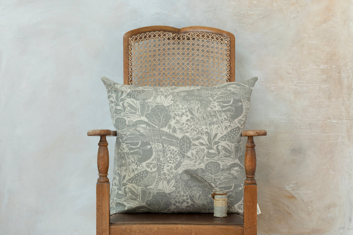 Sam Wilson Owl and Fox Large Linen Cushion