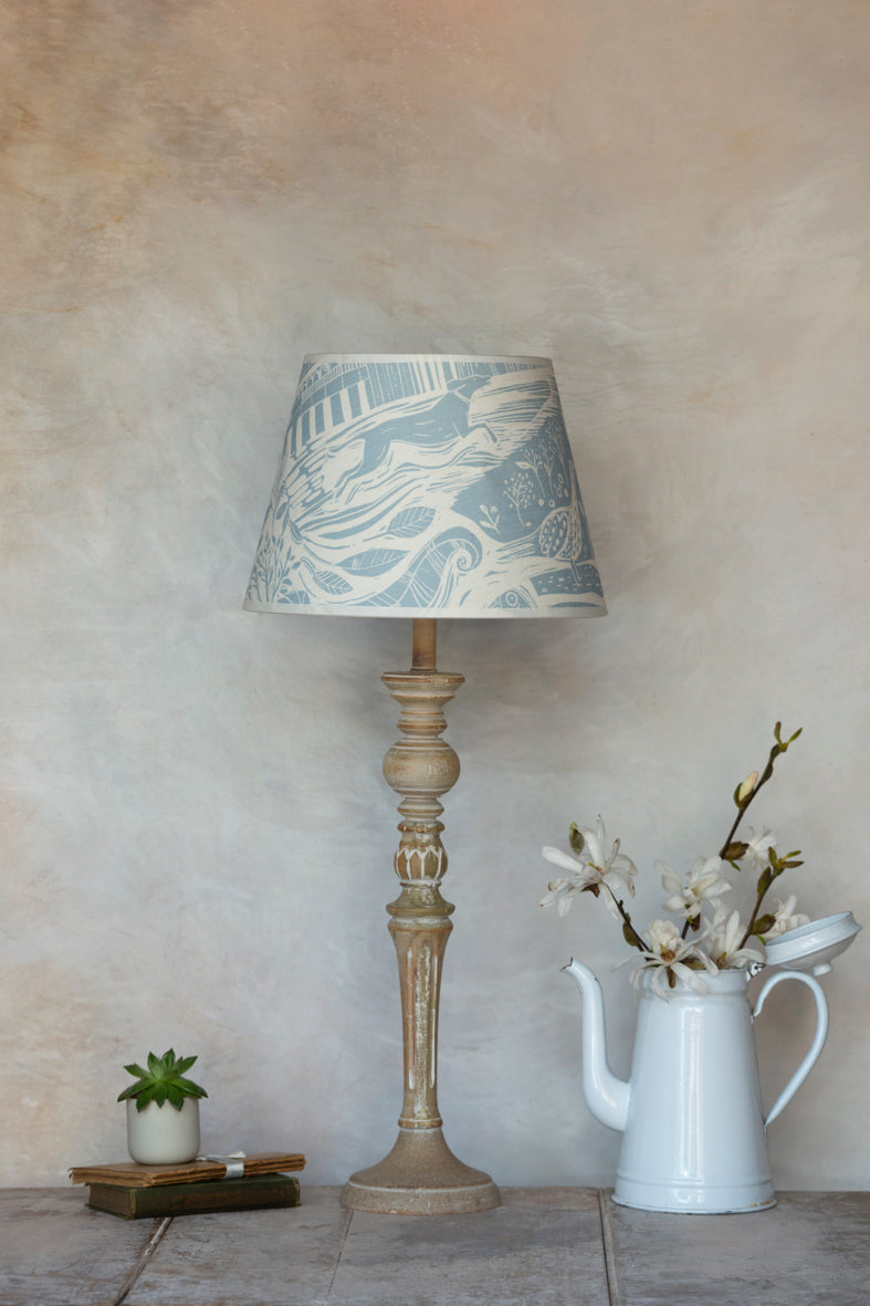 Blue Through The Fields On White Linen - Retro Shade