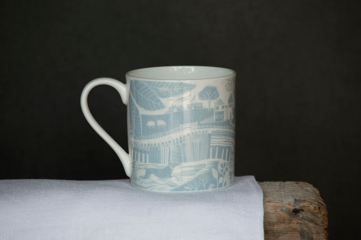 Sam Wilson Through The Fields Duck Egg Blue Mug
