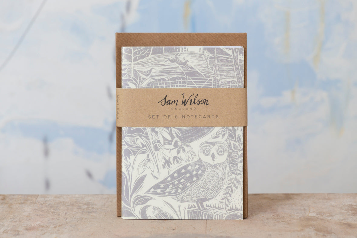 Sam Wilson Owl & Fox Grey Notecard Set