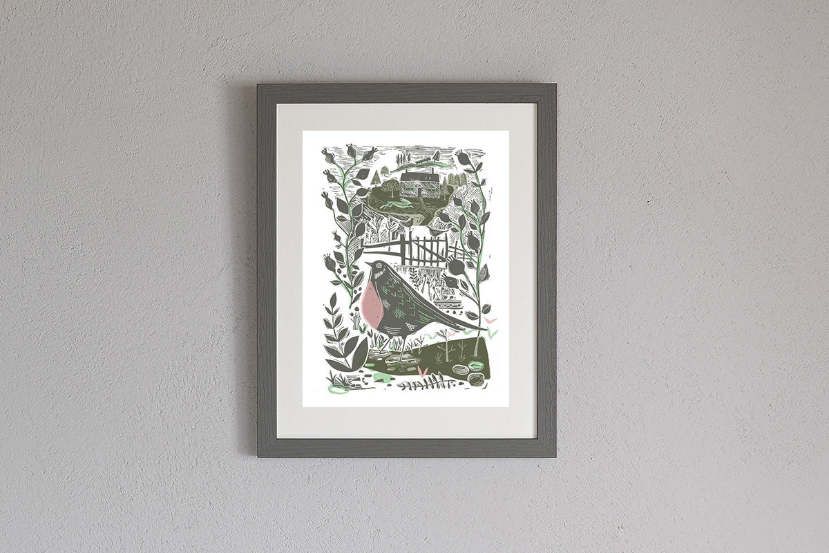 Framed Sam Wilson Garden Bird Print