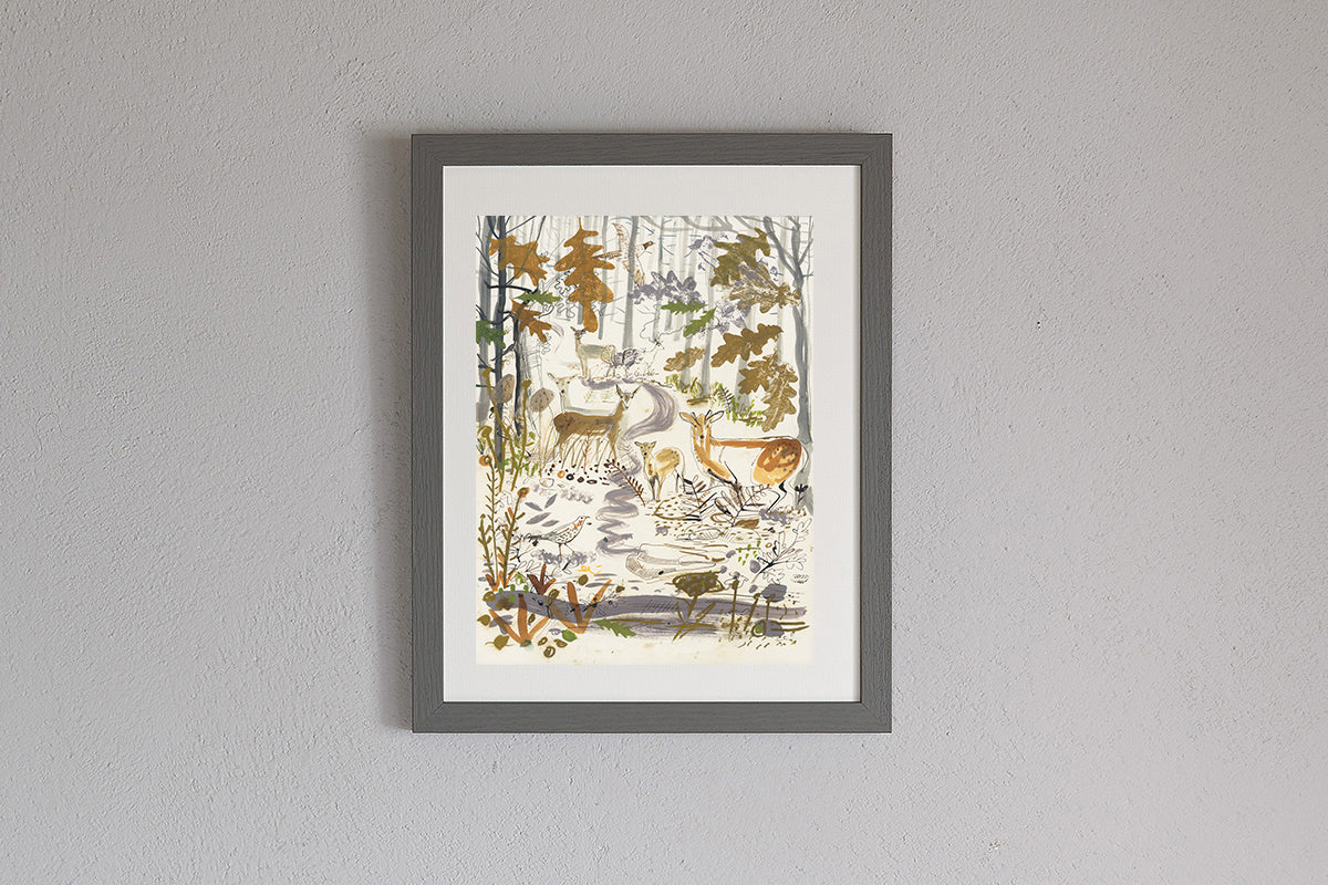 Framed Sam Wilson Muntjac Deer Print