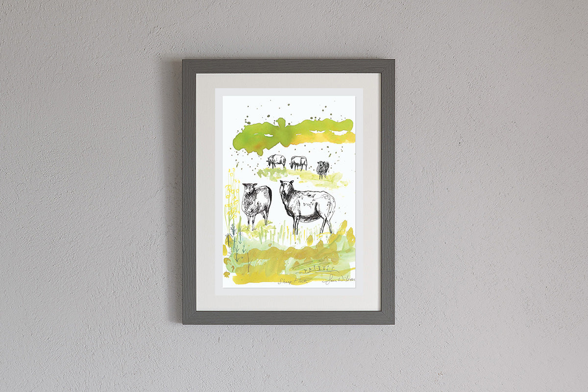 Framed Sam Wilson Sheep Flock Print
