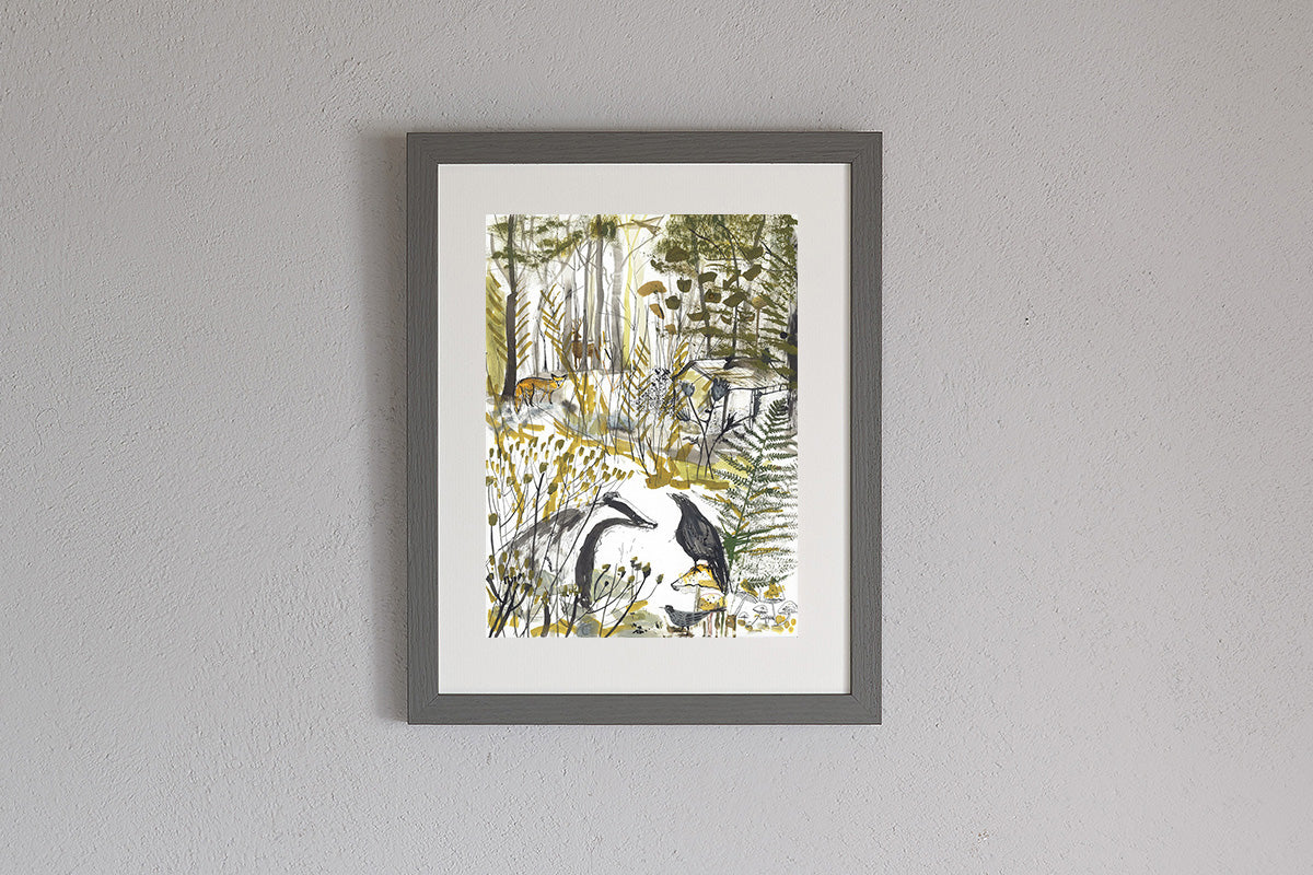 Framed Sam Wilson The Badger and The Crow Print