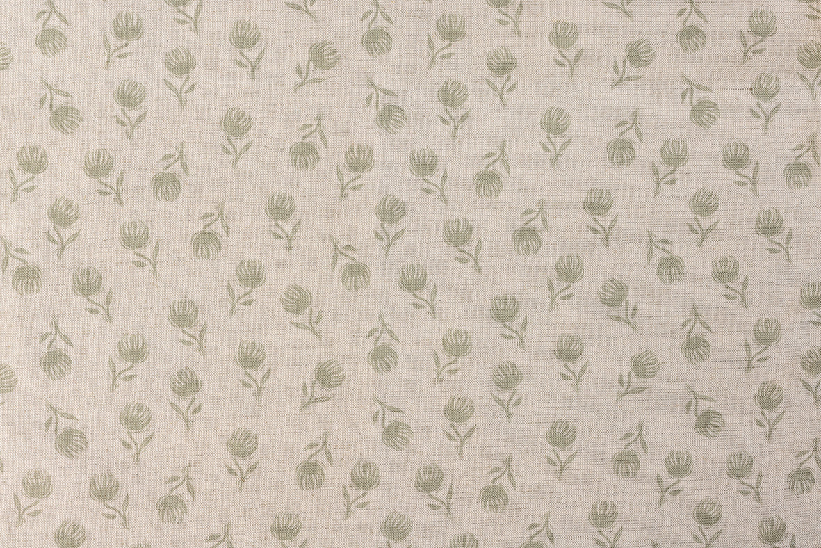 Sam Wilson Sage Green Clover Linen Fabric