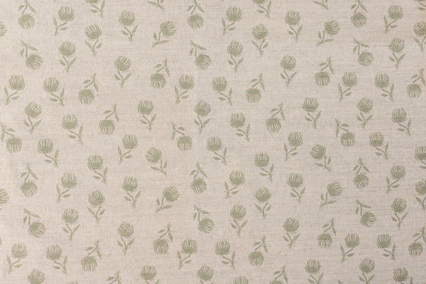 Sam Wilson Sage Green Clover Linen Fabric