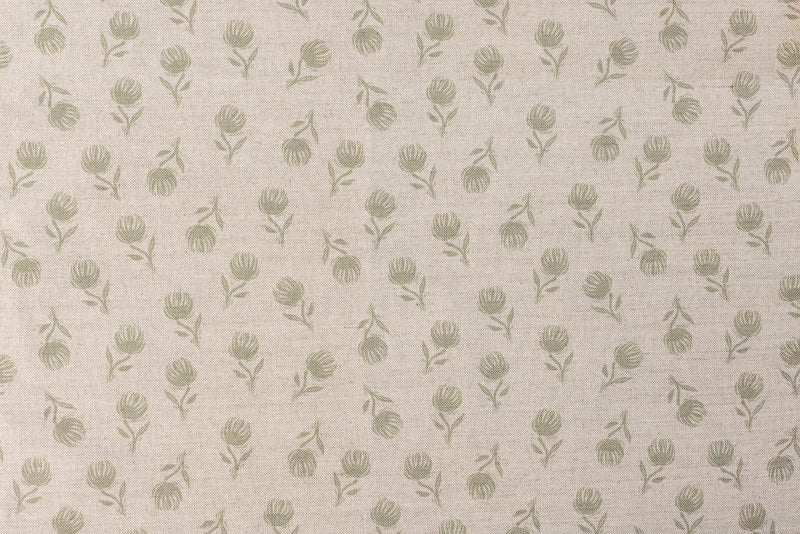 Sam Wilson Sage Green Clover Linen Fabric