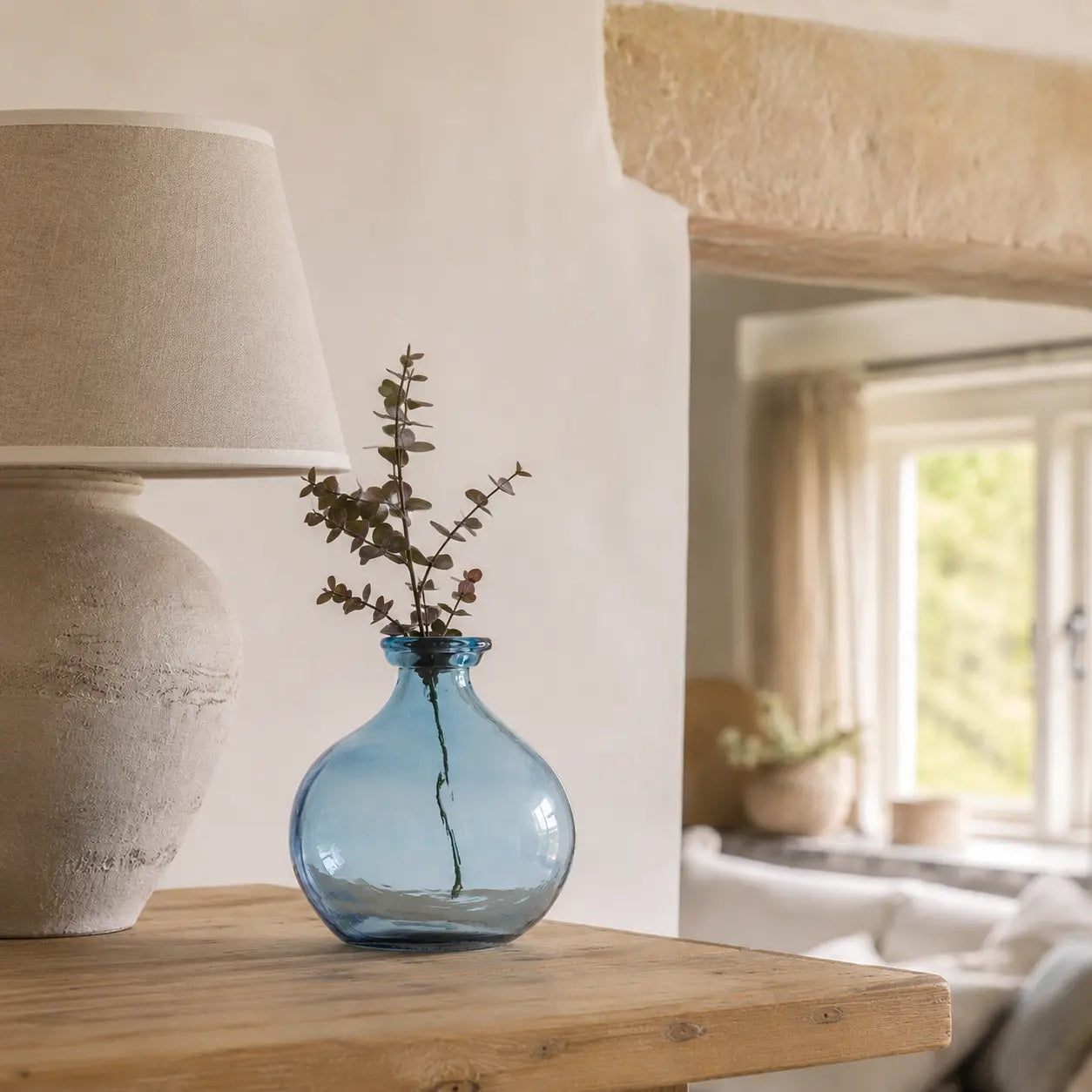 Recycled Glass Round Vase - Light Blue